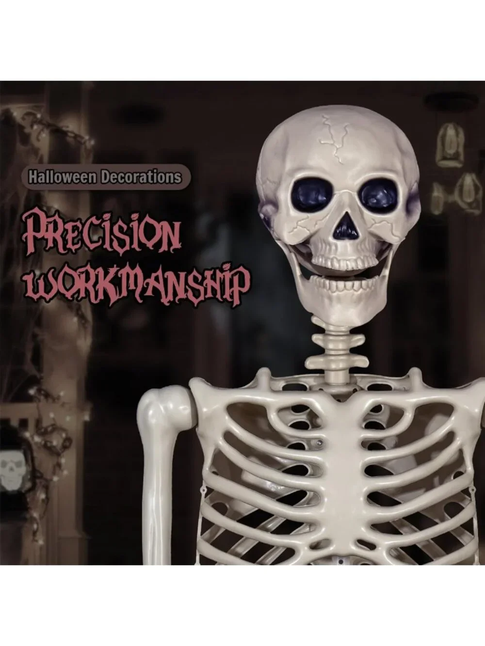 7Ft Life-Size Mermaid Skeleton with Poseable Joints for Halloween Decor